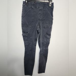 SPANX Stretch Twill Ankle Cargo Pant in Washed Black Size M